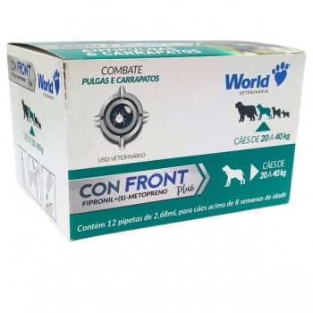 Antiparasitário World Confront Plus 2,68 ml para Cães de 20 a 40 kg (12 Pipetas)