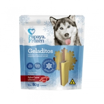 Petisco Papaya Pets Geladitos Frozen Carne e Bacon Cães Adultos 80 g