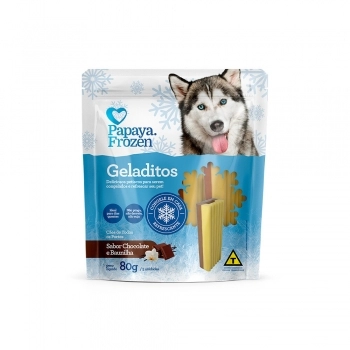 Petisco Geladitos Frozen Chocolate e Baunilha Cães Adultos Papaya Pets 80 g