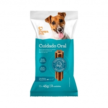 Petisco Papaya Pets Cuidado Oral para Cães Adultos de Raças Pequenas 45 g (3 Unidades)