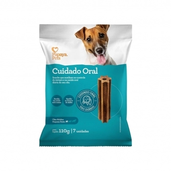 Petisco Papaya Pets Cuidado Oral para Cães Adultos de Raças Pequenas 110 g (7 Unidades)