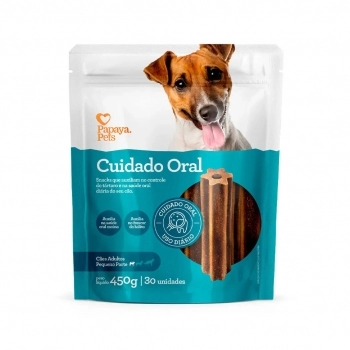 Petisco Papaya Pets Cuidado Oral para Cães Adultos de Raças Pequenas 450 g (30 Unidades)