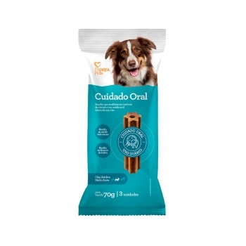 Petisco Papaya Pets Cuidado Oral para Cães Adultos de Raças Médias 70 g (3 Unidades)