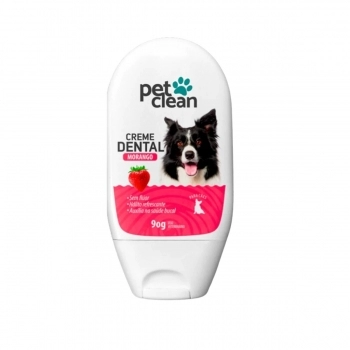 Creme Dental para Cães e Gatos Morango Pet Clean 90 g