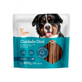 Petisco Papaya Pets Cuidado Oral para Cães Adultos de Raças Grandes 800 g (20 Unidades)