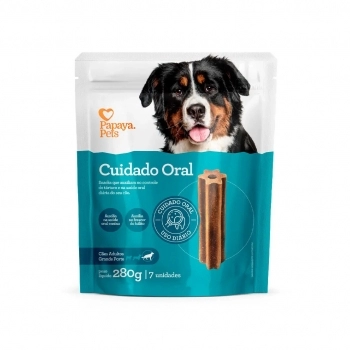 Petisco Papaya Pets Cuidado Oral para Cães Adultos de Raças Grandes 280 g (7 Unidades)