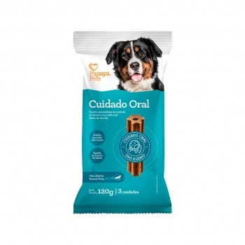 Petisco Papaya Pets Cuidado Oral para Cães Adultos de Raças Grandes 120 g (3 Unidades)