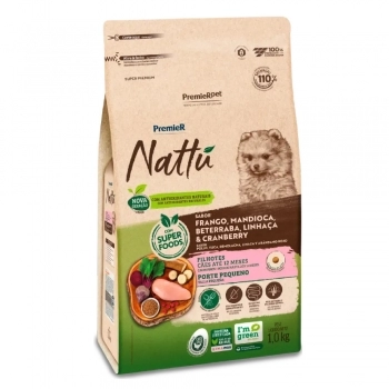 Ração PremieR Nattu para Cães Filhotes de Raças Pequenas Mandioca 1Kg
