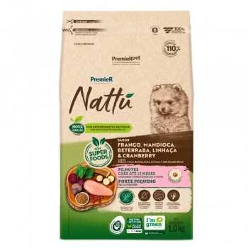 Ração PremieR Nattu para Cães Filhotes de Raças Pequenas Mandioca 1Kg