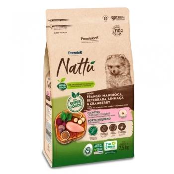 Ração PremieR Nattu para Cães Filhotes de Raças Pequenas Mandioca 2,5Kg