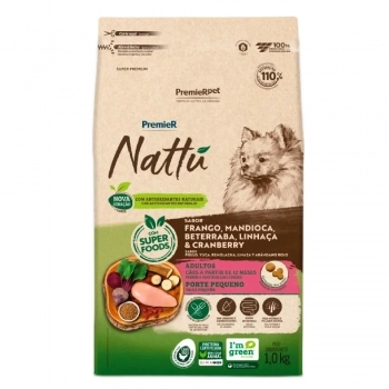Ração PremieR Nattu para Cães Adultos de Raças Pequenas Mandioca 1 kg