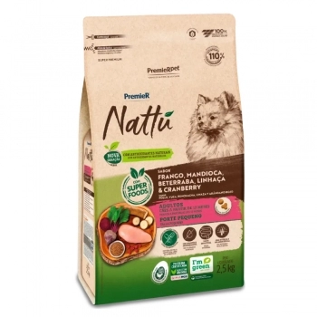 Ração PremieR Nattu para Cães Adultos de Raças Pequenas Mandioca 2,5 kg