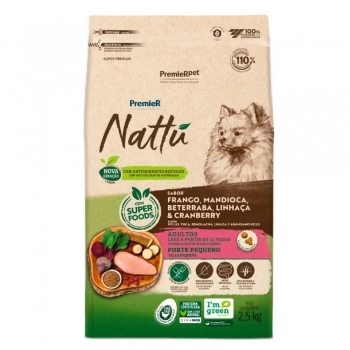 Ração PremieR Nattu para Cães Adultos de Raças Pequenas Mandioca 2,5 kg