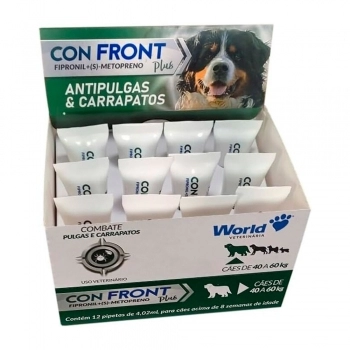 Antiparasitário World Confront Plus 4,02 ml para Cães de 40 kg a 60 kg (12 Pipetas)