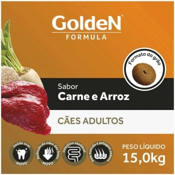 Ração GoldeN Formula para Cães Adultos Carne e Arroz 15 kg