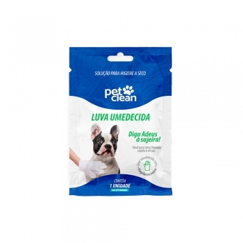 Luva Umedecida Pet Clean Higiene a Seco Para Cães e Gatos (12 Unidades)