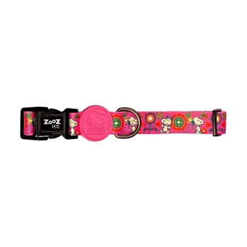 Coleira Zooz Snoopy Pink Flower para Cães - P