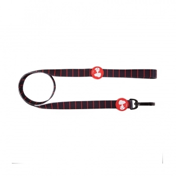 Guia Zooz Pets Snoopy Black Red para Cães - PP