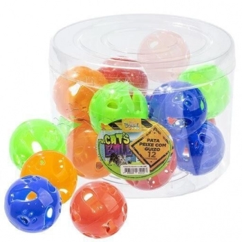 Brinquedo Gato Bolinha Pata Peixe Pote (12 Unidades)