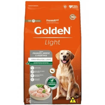 Ração GoldeN Formula Light para Cães Adultos Frango e Arroz 15 kg