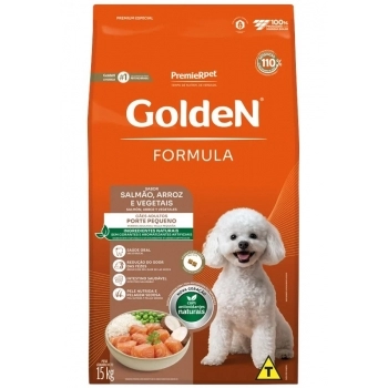 Ração Golden Fórmula Mini Bits para Cães Adultos de Pequeno Porte Salmão e Arroz 15Kg