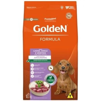 Ração GoldeN Formula Mini Bits Cães Filhotes Raças Pequenas Carne e Arroz 10,1 kg
