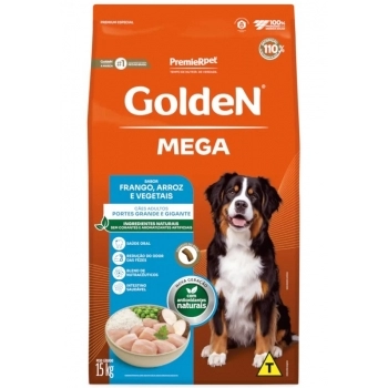 Ração Golden Mega para Cães Adultos de Raças Grandes Frango e Arroz 15kg