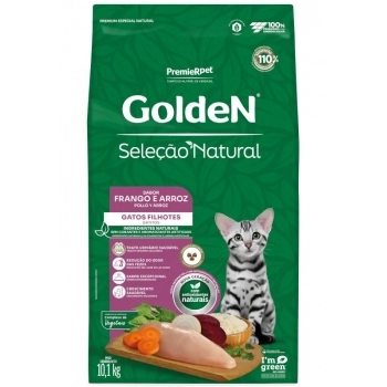 Ração Golden Seleção Natural para Gatos Filhotes Frango e Arroz 10,1Kg