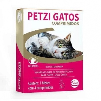 Vermífugo Petzi Gatos 4 Comprimidos - Ceva