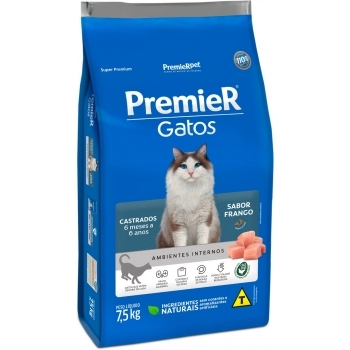 Ração PremieR Gatos Castrados de 6 Meses a 6 Anos Frango 7,5Kg