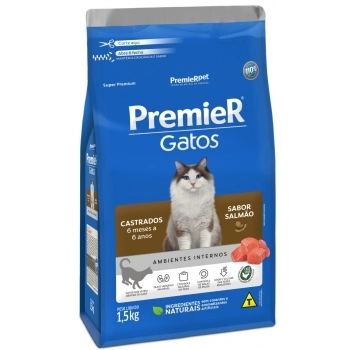 Ração PremieR Gatos Castrados de 6 Meses a 6 Anos Salmão 1,5Kg