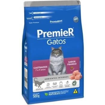 Ração PremieR Gatos Castrados 7 a 11 Anos Frango 500g