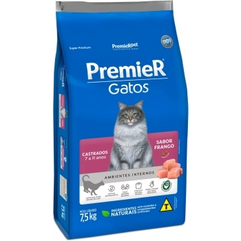 Ração PremieR Gatos Castrados 7 a 11 Anos Frango 7,5Kg