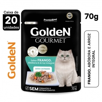 Ração Úmida Golden Gourmet Gatos Adultos Castrados Frango 70g