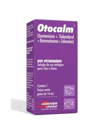 Solução Otológica Agener Otocalm para Cães e Gatos 14mL