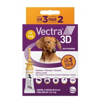Antipulgas Vectra 3D Cães 1,5-4 kg 0,8 mL Leve 3 Pague 2 - Ceva