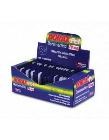 Carrapaticida Agener União Dorax Pet 18 mg para Cães Caixa com 16 Blisters