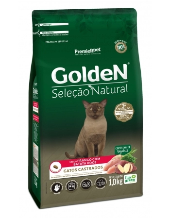 Ração Golden Seleção Natural para Gatos Castrados Frango com Batata Doce 1kg