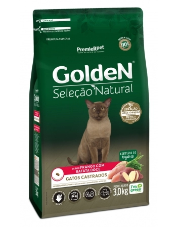 Ração Golden Seleção Natural para Gatos Castrados Frango com Batata Doce 3kg