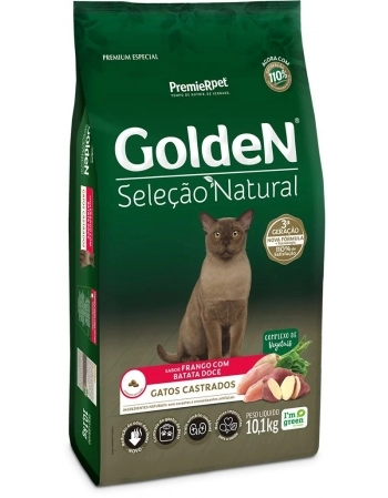 Ração Golden Seleção Natural para Gatos Castrados Frango com Batata Doce 10,1kg