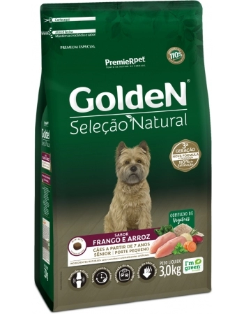 Ração Golden Seleção Natural para Cães Sênior de Porte Pequeno Frango e Arroz 3kg