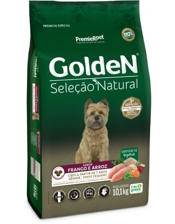 Ração Golden Seleção Natural para Cães Sênior de Porte Pequeno Frango e Arroz 10,1kg