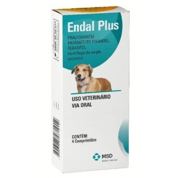 Vermífugo Endal Plus para Cães MSD (4 Comprimidos)