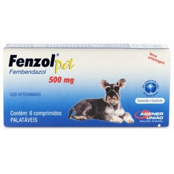 Vermífugo Fenzol Pet 500 mg Agener União para Cães (6 Comprimidos)
