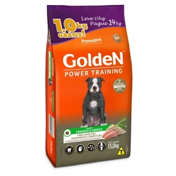 Ração Golden Power Training para Cães Adultos Frango e Arroz Leve 15kg Pague 14kg