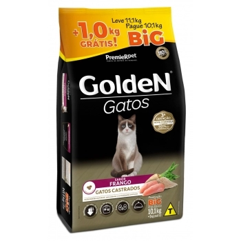 Ração Golden Fórmula Gatos Adultos Castrados Frango Big 10,1 kg + 1 kg