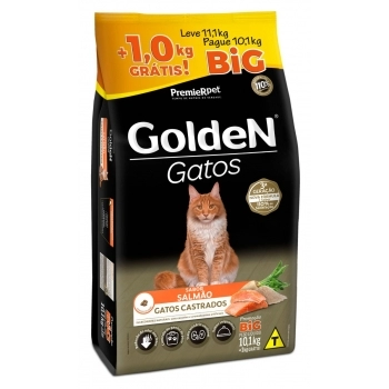 Ração Golden Fórmula Gatos Adultos Castrados Salmão Big 10,1 kg + 1 kg